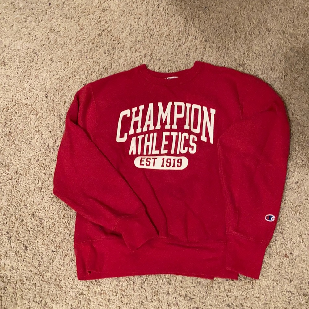 Red champion sweatshirt